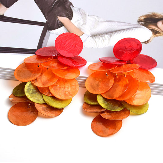 Beauty Fashion Earrings Shell Long Multi-piece Jewelry