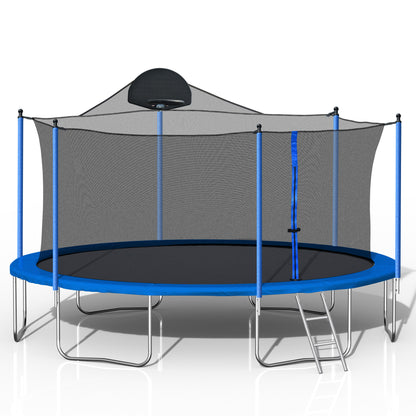 14FT Outdoor Trampoline with Basketball Hoop & Safety Net