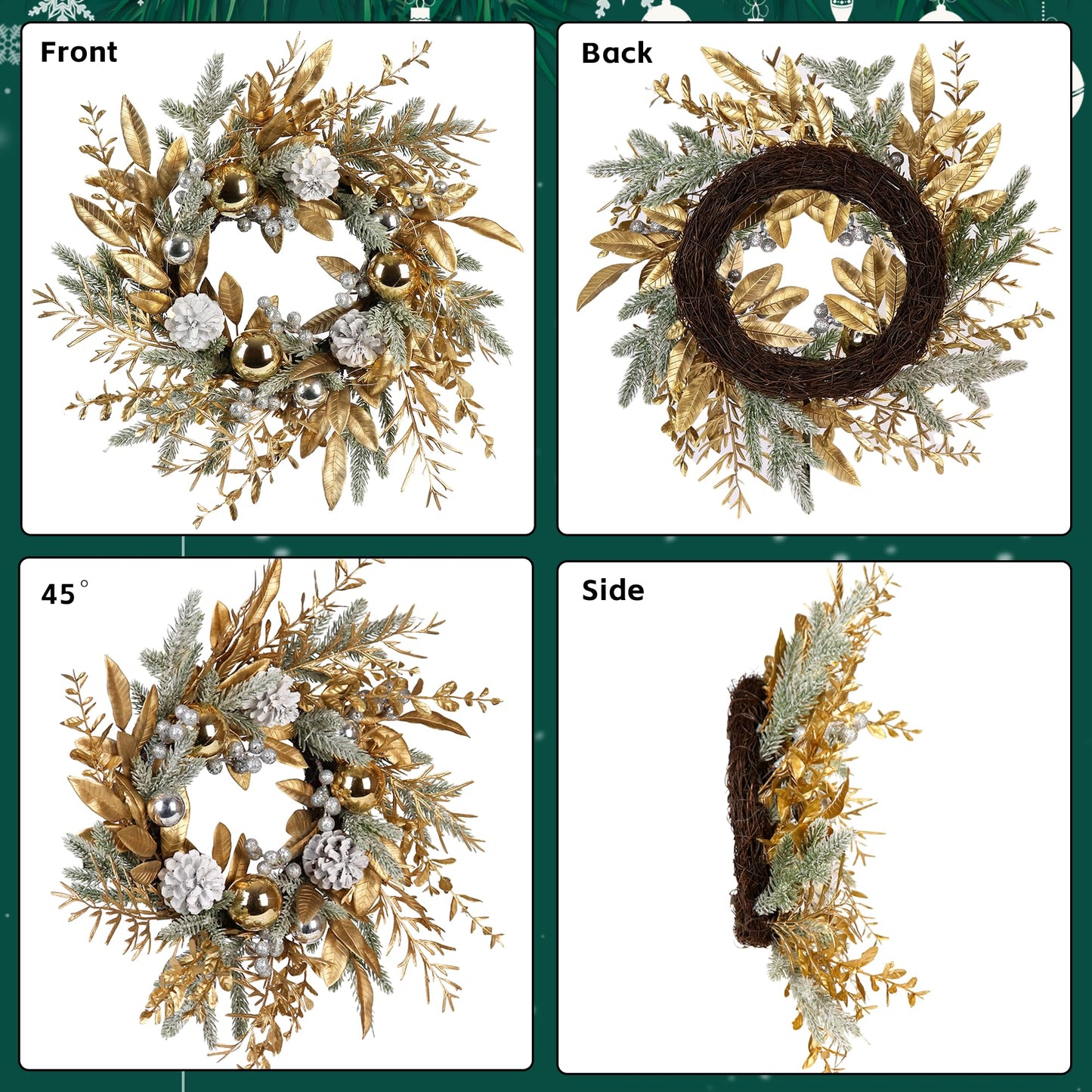 20" Christmas Wreath with Lights