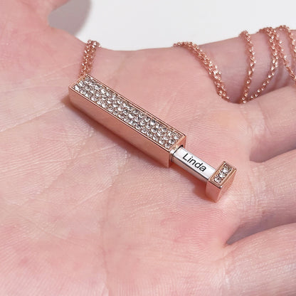 Engraved Double Diamond Necklace