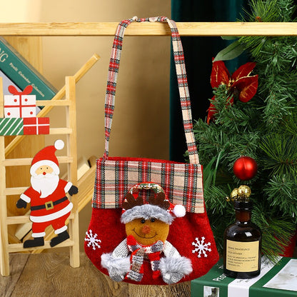 Checkered Cartoon Christmas Gift Bag