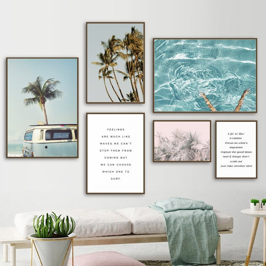 Coconut Tree & Sea Landscape Canvas Wall Art