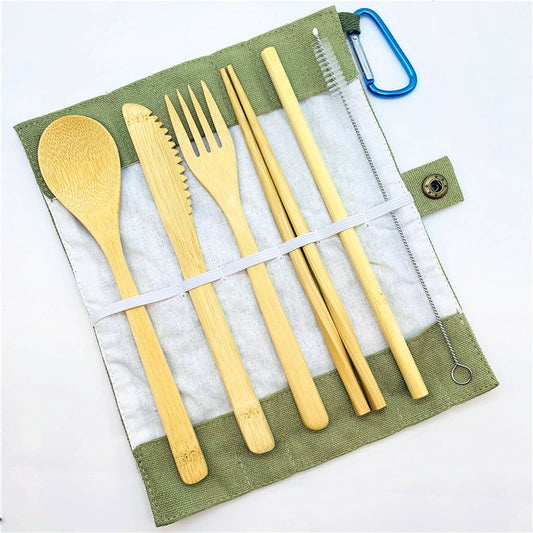 7PCS Bamboo Cutlery Set – Eco-Friendly Travel Utensils