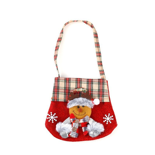 Checkered Cartoon Christmas Gift Bag