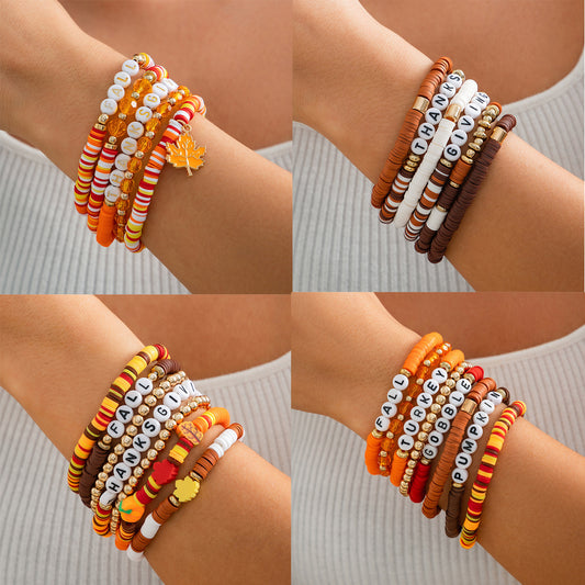 Thanksgiving Letter Bead Bracelet Set