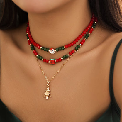 Christmas Snowman Beaded Necklace