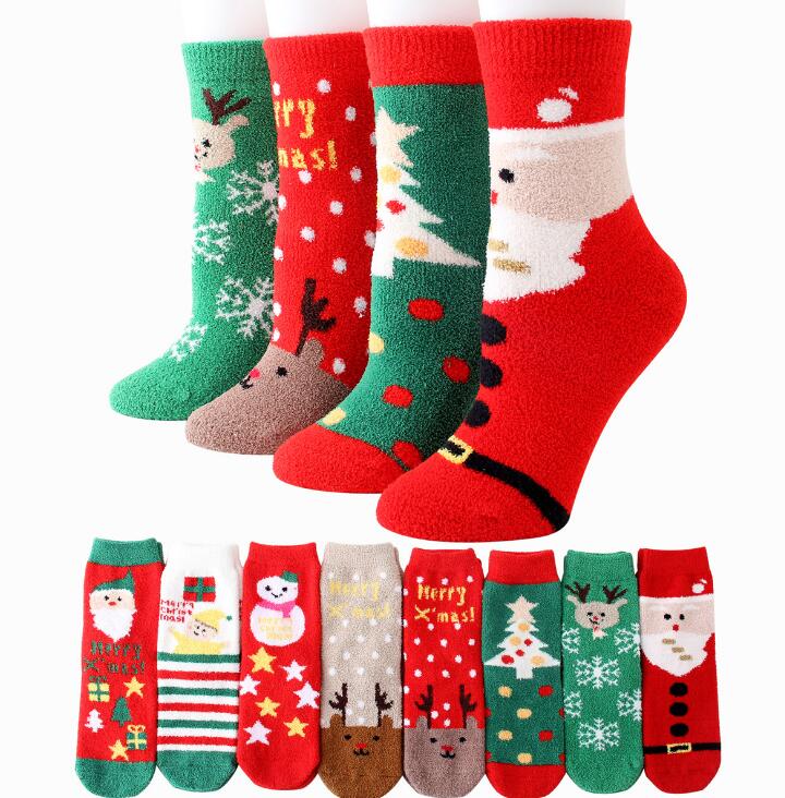 Winter Coral Velvet Elk Stockings