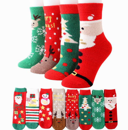 Winter Coral Velvet Elk Stockings