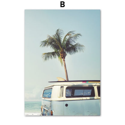 Coconut Tree & Sea Landscape Canvas Wall Art