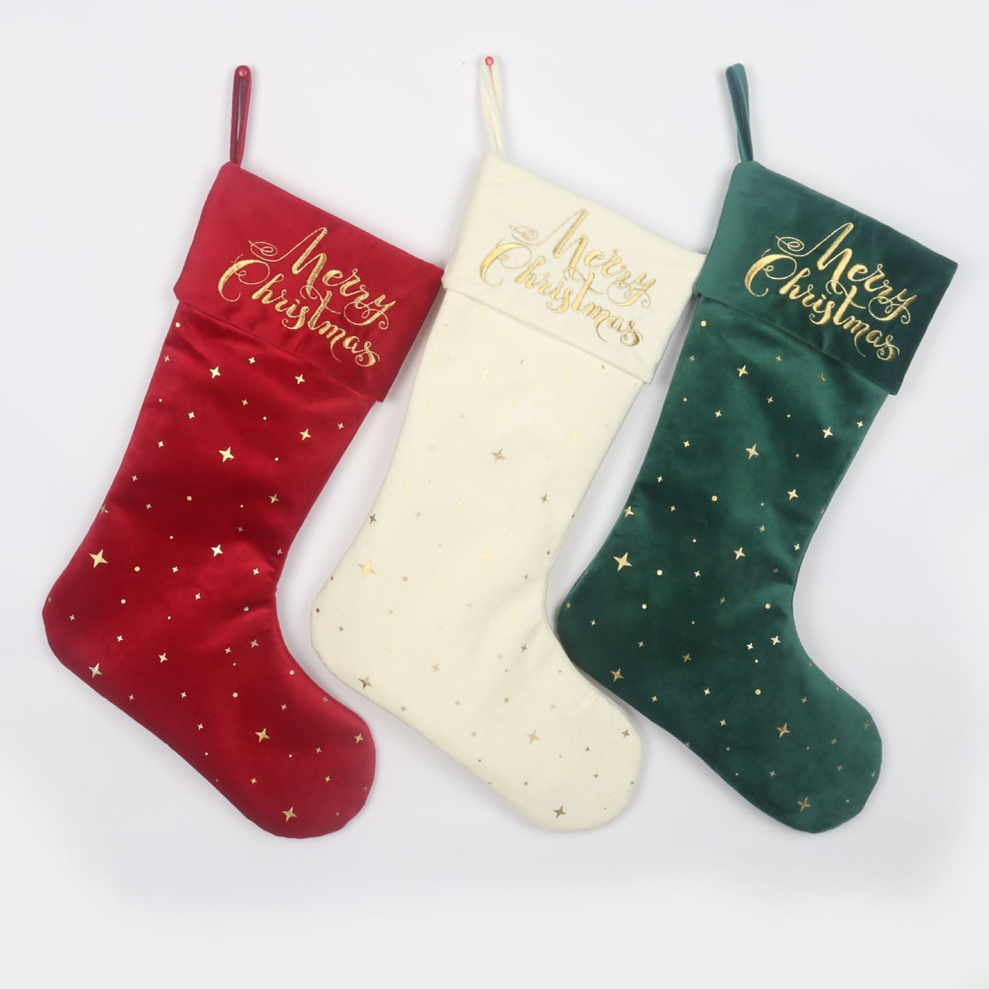 Gold Embroidered Christmas Stockings