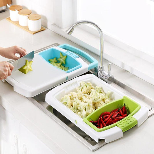 Multifunction Kitchen Cutting Board – Chopping & Drain Basket Tool