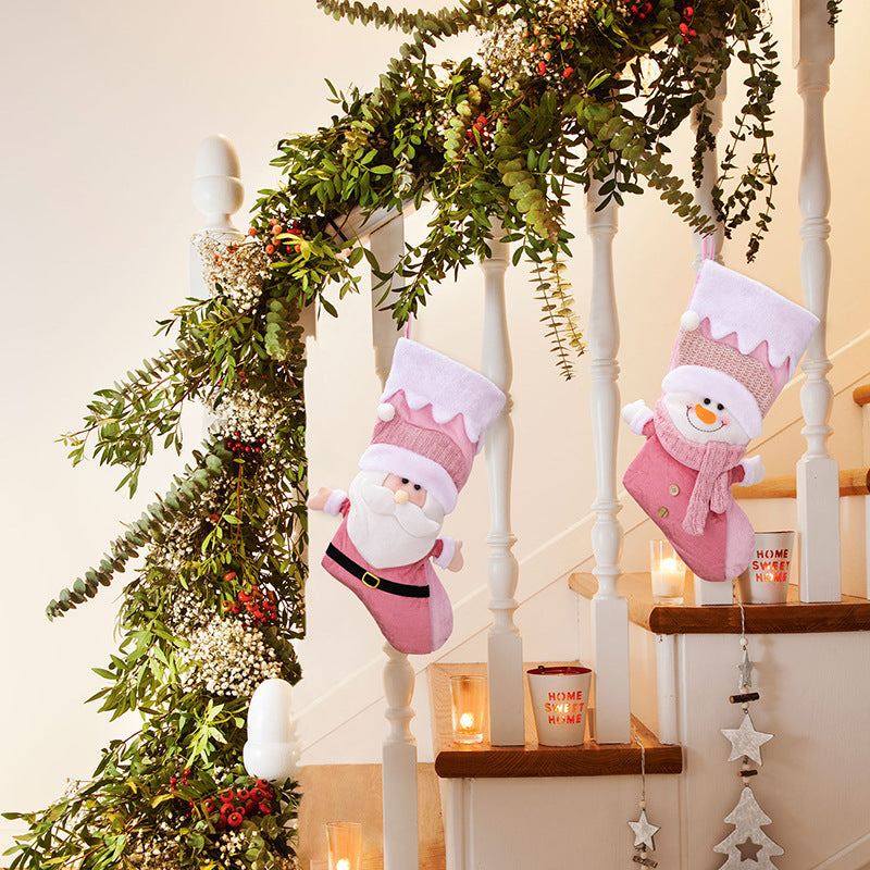 Nordic Pink Santa Christmas Socks