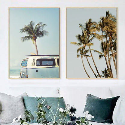 Coconut Tree & Sea Landscape Canvas Wall Art