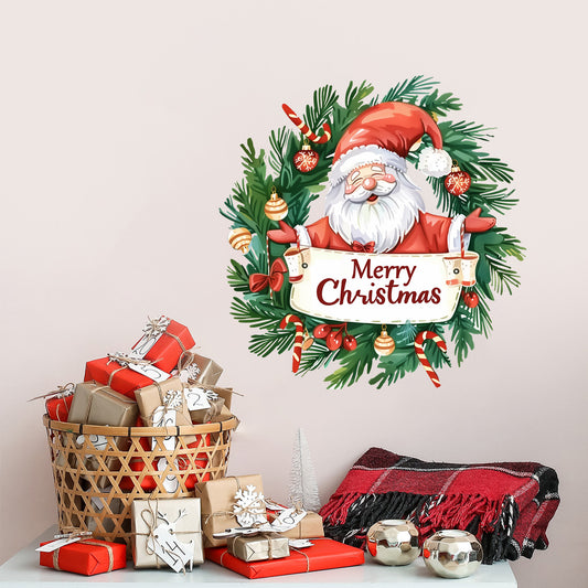 Christmas Santa & Wreath Wall Stickers
