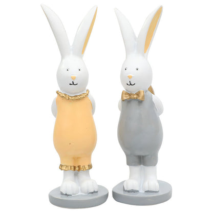 Easter Bunny with Golden Eggs – Cute Resin Decoration Pair
